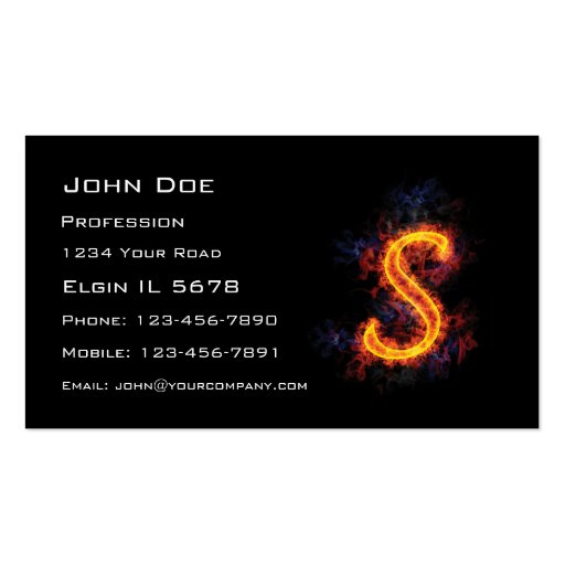 Fiery Monogram S Business Card Template (front side)