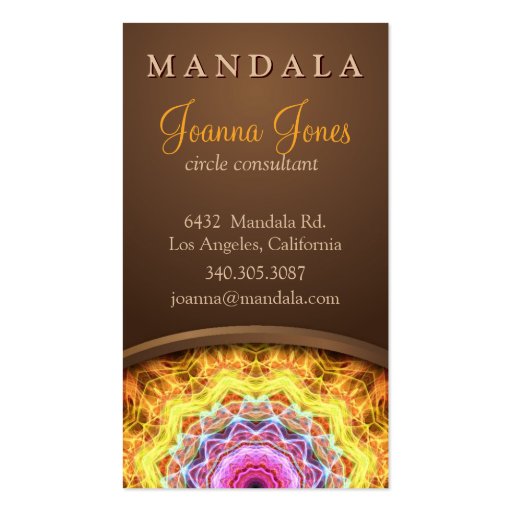 Fiery Passion Holistic Mandala Business Card Template (back side)
