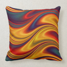 Fiery red yellow blue waves throw pillows