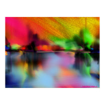 Fiery Sunset Calm Water Reflections Poster