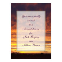 Fiery sunset rehearsal dinner invitation invitations