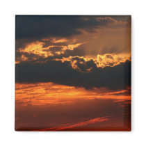 Fiery Sunset Square Magnet II
