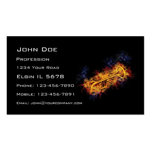Fiery Trumpet Business Card Template (front side)