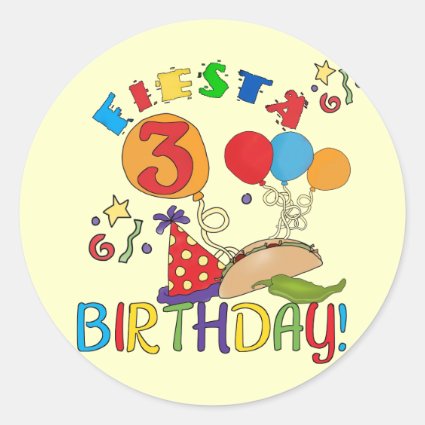 Fiesta 3rd Birthday T-shirts and Gifts Sticker
