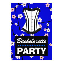Fiesta azul profundo de Bachelorette del corsé de  Invitacion Personal