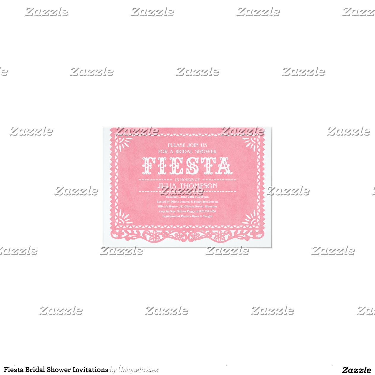 Fiesta Bridal Shower Invitations 5" X 7" Invitation Card Zazzle