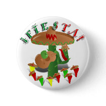 Fiesta Cactus w/Sombrero & Guitar Button