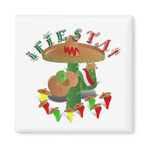 Fiesta Cactus w/Sombrero & Guitar Magnet
