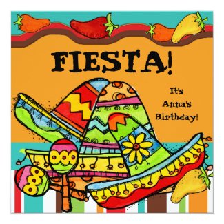 Fiesta Customized Birthday Invitations 5.25" Square Invitation Card