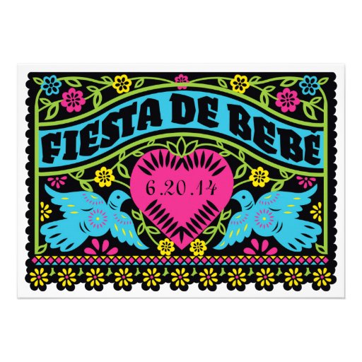 Fiesta de Bebe Colorful Love Birds Invitation