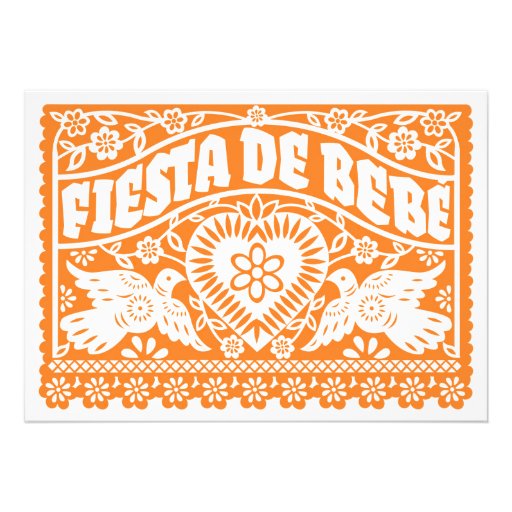 Fiesta de Bebe Orange Love Birds Banner Invitation