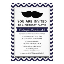 Fiesta de cumpleaños de Chevron del bigote de los  Invitación