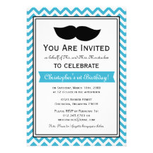 Fiesta de cumpleaños de Chevron del bigote del muc Invitación Personalizada