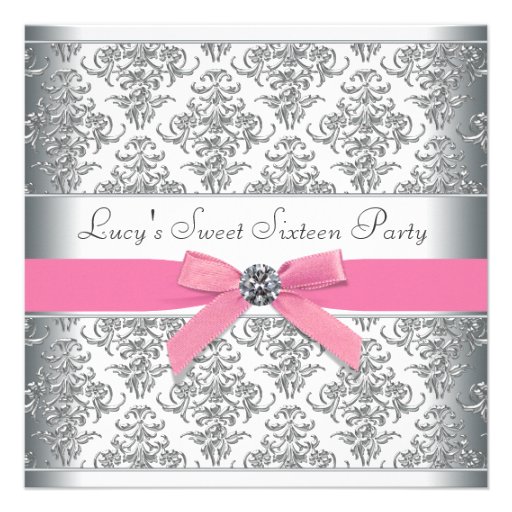 Fiesta de cumpleaños de plata del dulce dieciséis  invitacion personal 