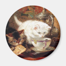 Fiesta de merienda-cena de los gatitos imán de frigorífico