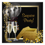 Fiesta de sorpresa del oro del negro del confeti d invitaciones personalizada