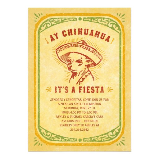 Fiesta Invitations - Aye Chihauhau Vintage Mexican