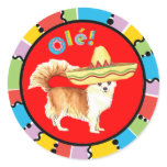 Fiesta Long Coat Chihuahua Round Stickers