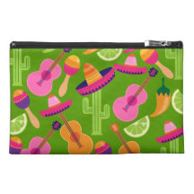 Fiesta Party Sombrero Cactus Limes Peppers Maracas Travel Accessory Bag