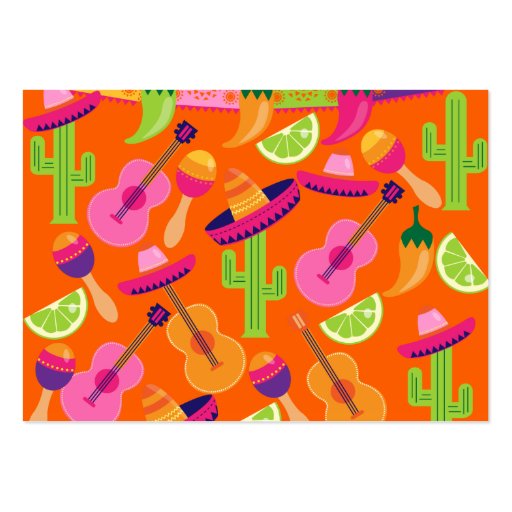Fiesta Party Sombrero Cactus Limes Peppers Maracas Business Card Templates (back side)