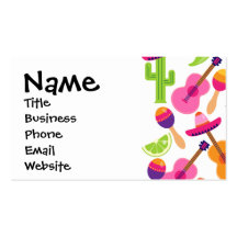 Fiesta Party Sombrero Cactus Limes Peppers Maracas Business Cards