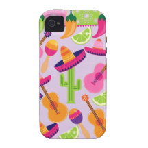 Fiesta Party Sombrero Cactus Limes Peppers Maracas Case-Mate iPhone 4 Covers