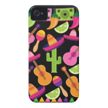 Fiesta Party Sombrero Cactus Limes Peppers Maracas iPhone 4 Case