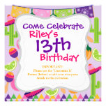 Fiesta Party Sombrero Cactus Limes Peppers Maracas Invitation