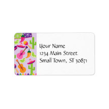 Fiesta Party Sombrero Cactus Limes Peppers Maracas Custom Address Label