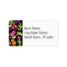 Fiesta Party Sombrero Cactus Limes Peppers Maracas Custom Address Label