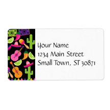Fiesta Party Sombrero Cactus Limes Peppers Maracas Personalized Shipping Label