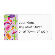 Fiesta Party Sombrero Cactus Limes Peppers Maracas Personalized Shipping Labels