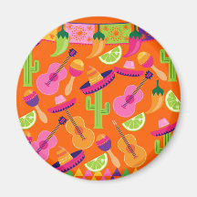 Fiesta Party Sombrero Cactus Limes Peppers Maracas Magnet