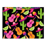 Fiesta Party Sombrero Cactus Limes Peppers Maracas Postcards