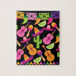 Fiesta Party Sombrero Cactus Limes Peppers Maracas Jigsaw Puzzle