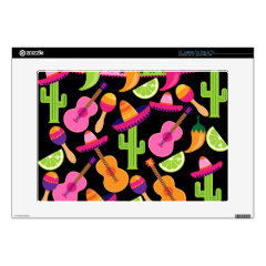 Fiesta Party Sombrero Cactus Limes Peppers Maracas 17" Laptop Decal