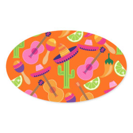 Fiesta Party Sombrero Cactus Limes Peppers Maracas Sticker