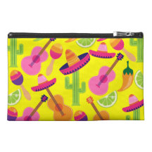 Fiesta Party Sombrero Limes Guitar Maraca Saguaro Travel Accessory Bags
