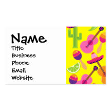 Fiesta Party Sombrero Limes Guitar Maraca Saguaro Business Card