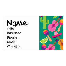 Fiesta Party Sombrero Limes Guitar Maraca Saguaro Business Card