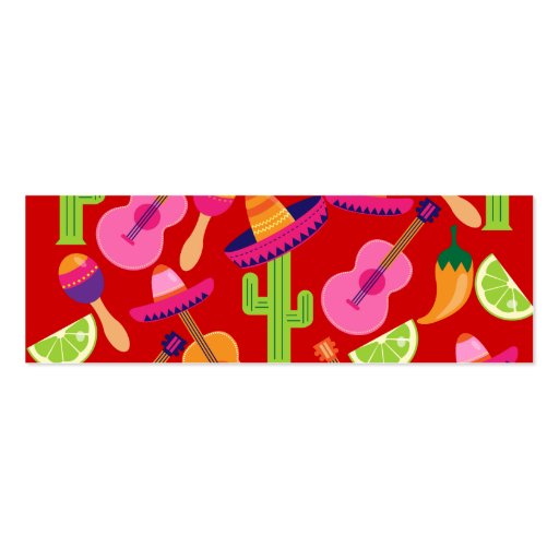 Fiesta Party Sombrero Limes Guitar Maraca Saguaro Business Card (back side)