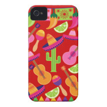 Fiesta Party Sombrero Limes Guitar Maraca Saguaro iPhone 4 Case-Mate Cases