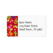 Fiesta Party Sombrero Limes Guitar Maraca Saguaro Personalized Address Labels