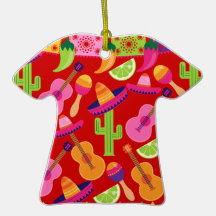 Fiesta Party Sombrero Limes Guitar Maraca Saguaro Christmas Ornament