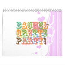 fiesta retro del bachelorette que casa la ducha nu calendarios de pared