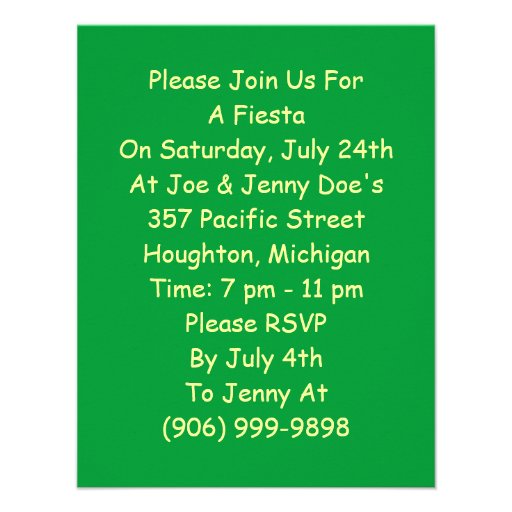 Fiesta Theme Party Invitation Colorful Streamers