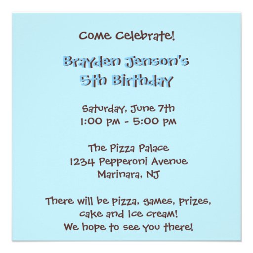 Fifth Birthday : Boy : Invitation