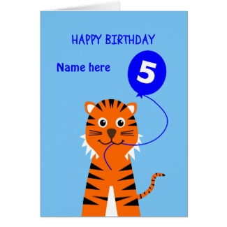 Fifth birthday tiger add name blue
