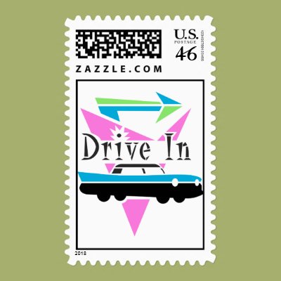 Fifties Drive In Postage Stamps Zazzle_stamp Fifties Drive In Postage Stamps Zazzle_stamp