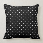 Fifties Style White on Black Polka Dot Pillow